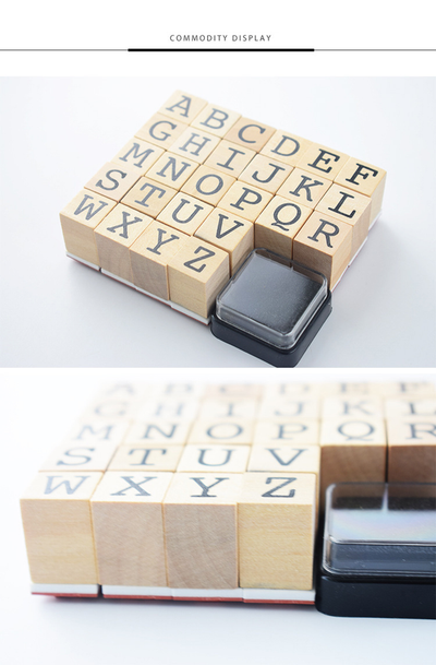 Self-Inking Alphabet Stamp Set contents