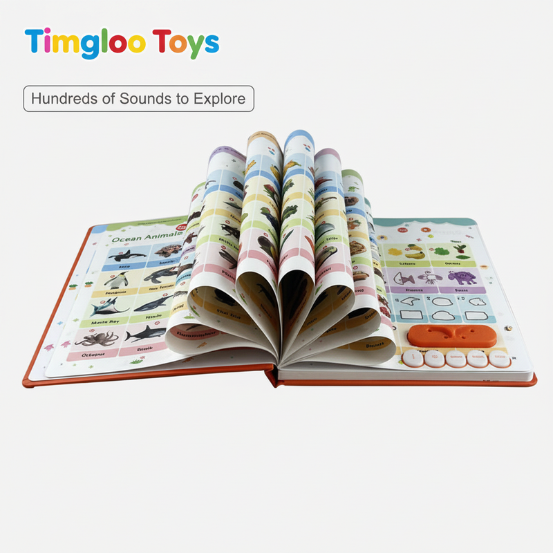 Timgloo Toys First English Words Sound Book open with hundreds of sounds to explore