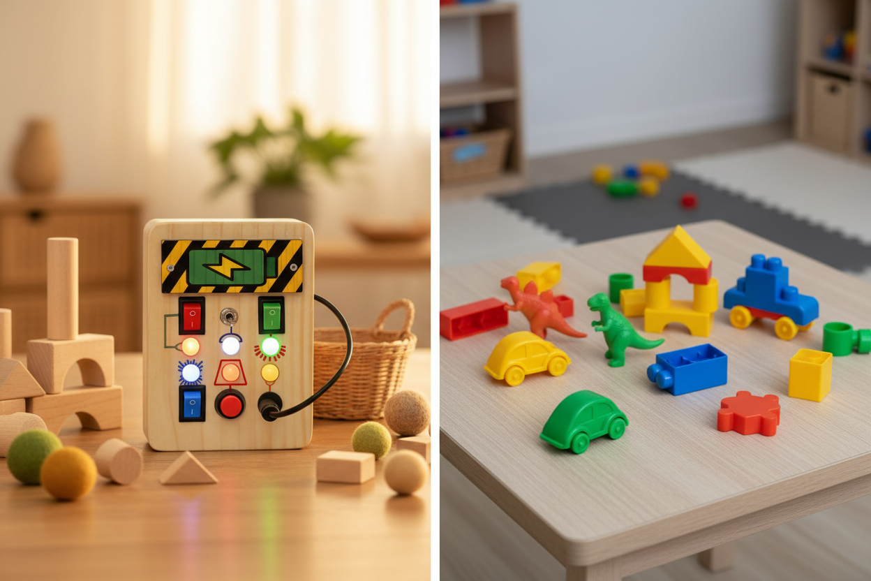 Montessori vs Plastic Toys comparison