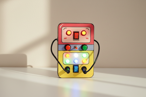 Roboplug Montessori Busy Board with subtle background